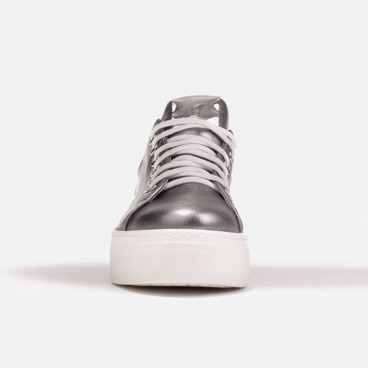 Damskie sneakersy z naturalnej skóry na grubej podeszwie - zdjęcie 4